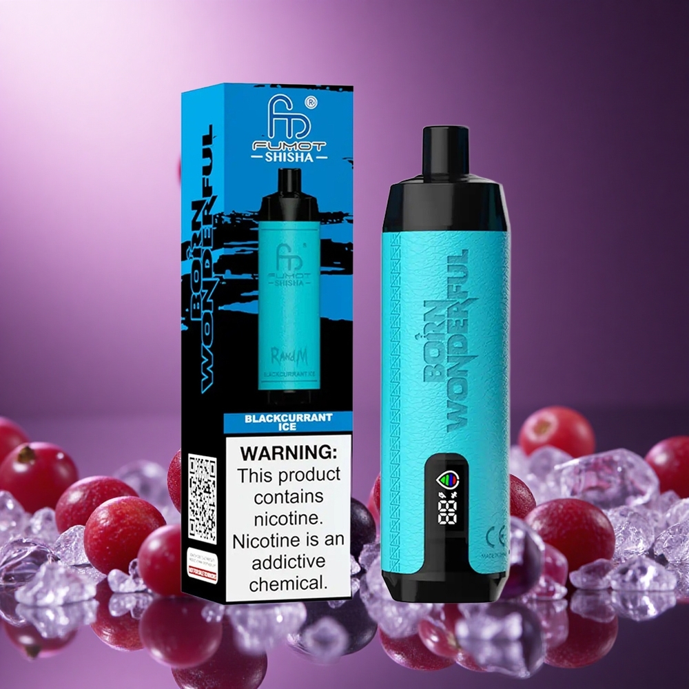 Blackcurrant Ice RandM Fumot Shisha 10000 Puffs 18ml Prefilled Disposable Vape