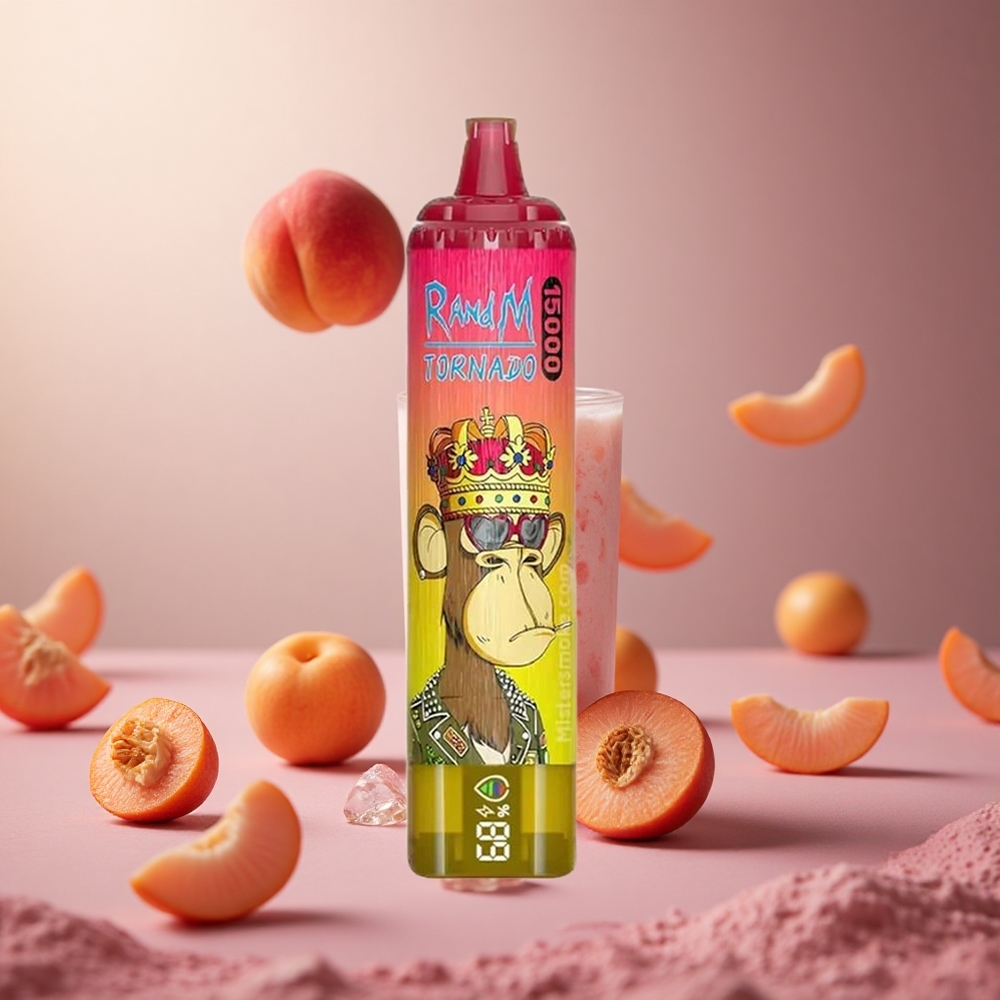 Iced Peach RandM Tornado 15000 Puffs 25ml Mesh Coil