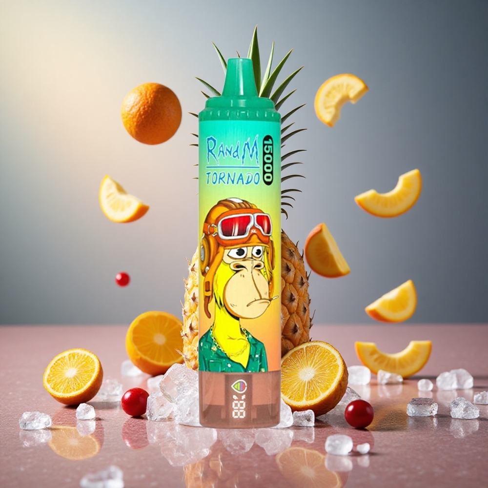 Pineapple Ice RandM Fumot Tornado 15000 Puffs 25ml Mesh Coil Disposable Vape