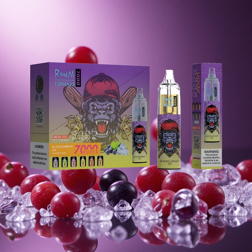 Blackcurrant Ice RandM Fumot Tornado 7000 Puffs 14 ML E-liquid Disposable Vape