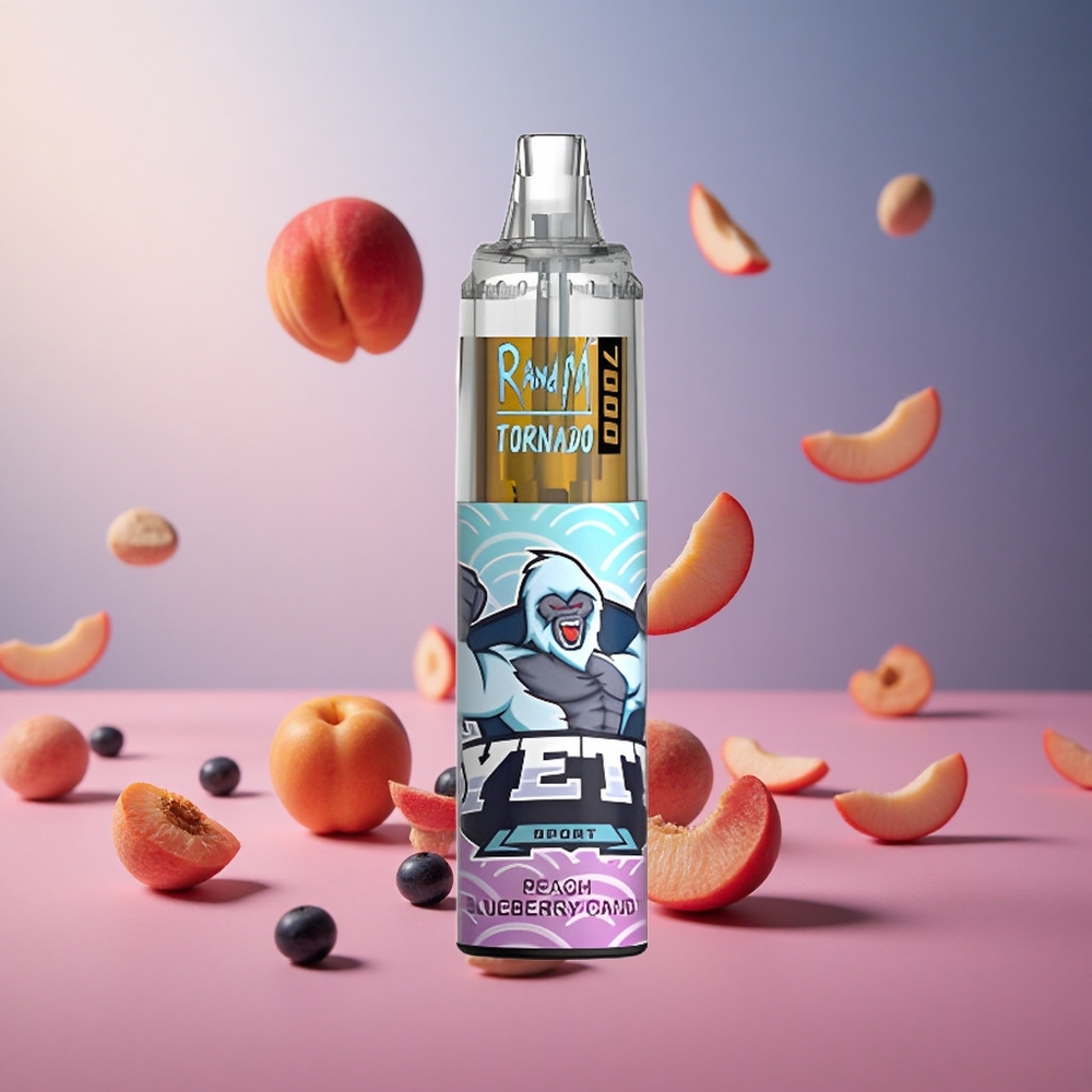 Peach Blueberry Candy RandM Fumot Tornado 7000 Puffs 14 ML E-liquid Disposable Vape