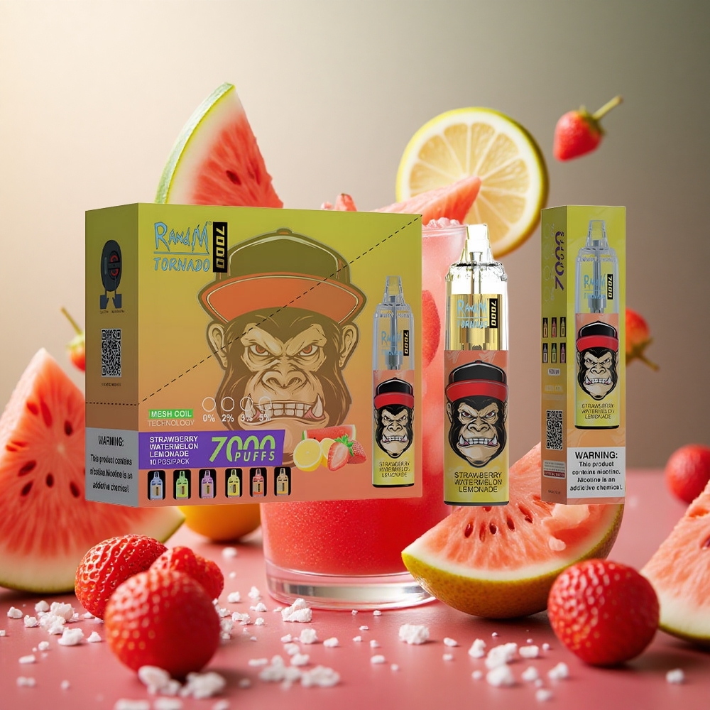 Strawberry Watermelon Lemonade RandM Fumot Tornado 7000 Puffs 14ML E-liquid Disposable Vape