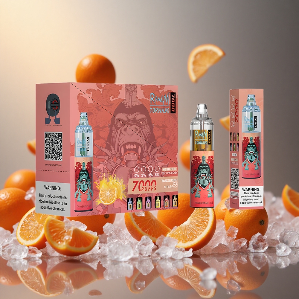 Tangerine Ice RandM Fumot Tornado 7000 Puffs 14ML E-liquid