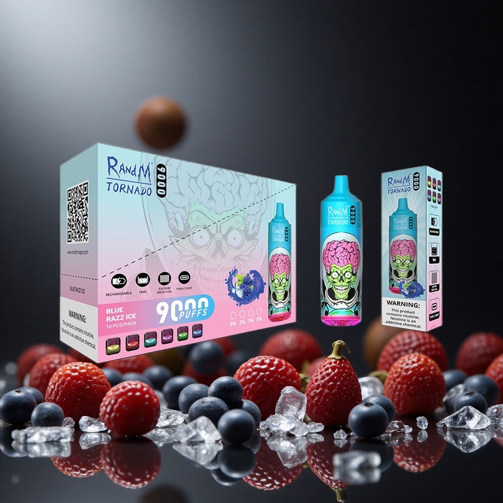 Black Dragon Ice RandM Tornado 9000 Puffs 18 mL Mesh Coil Disposable Vape