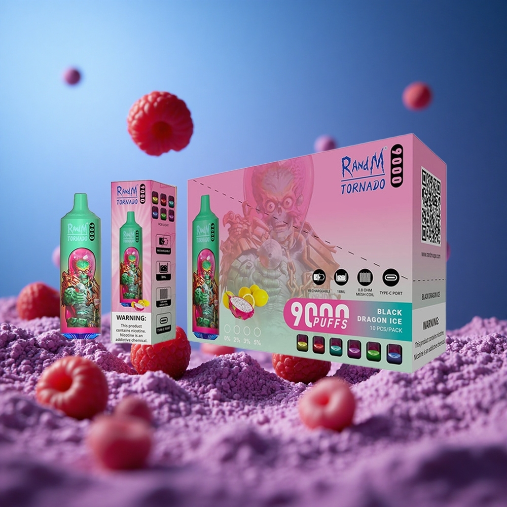 Blue Razz Kush RandM Tornado 9000 Puffs 850 mAh Rechargeable RGB Display