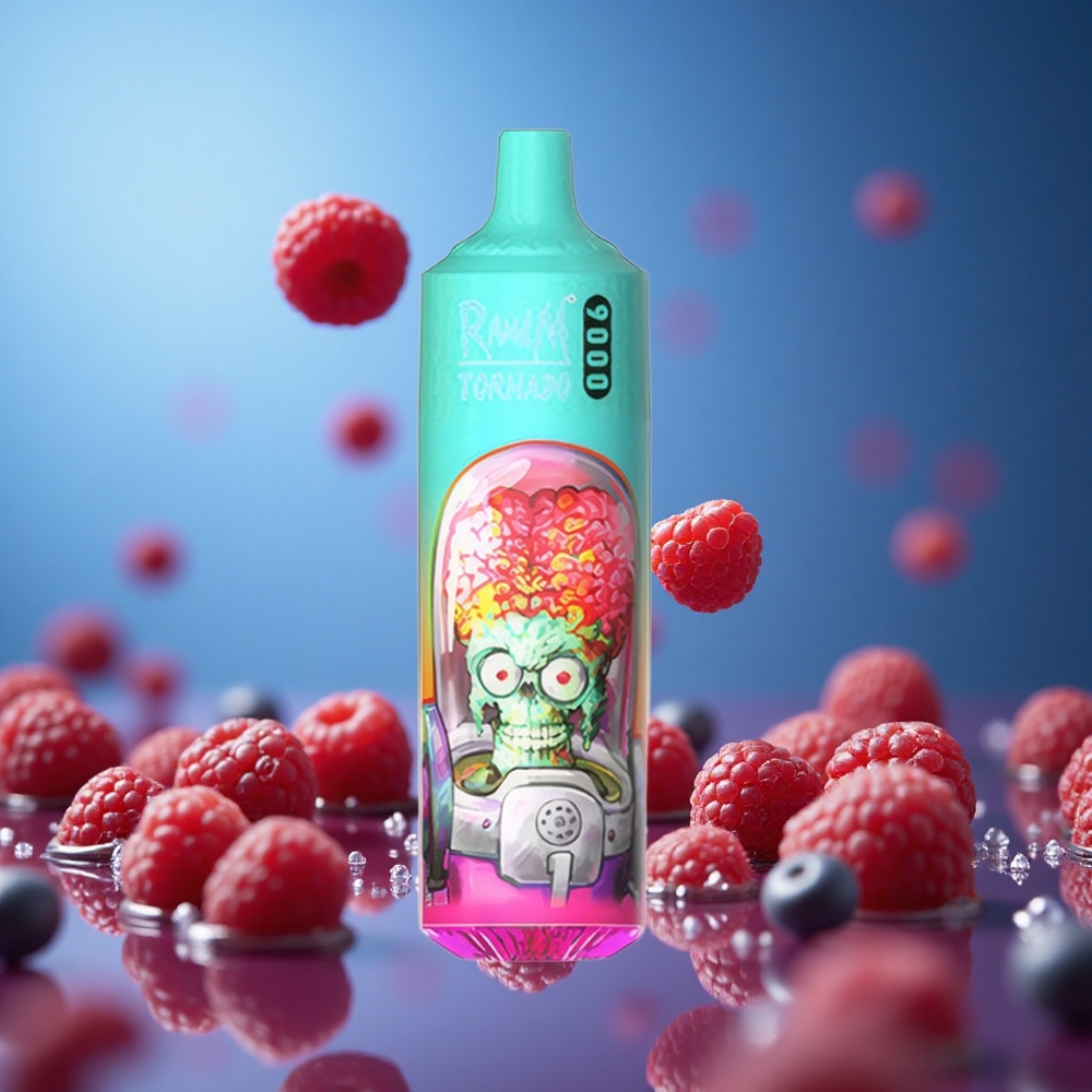 Blue Sour Raspberry RandM Tornado 9000 Puffs 18mL Mesh Coil