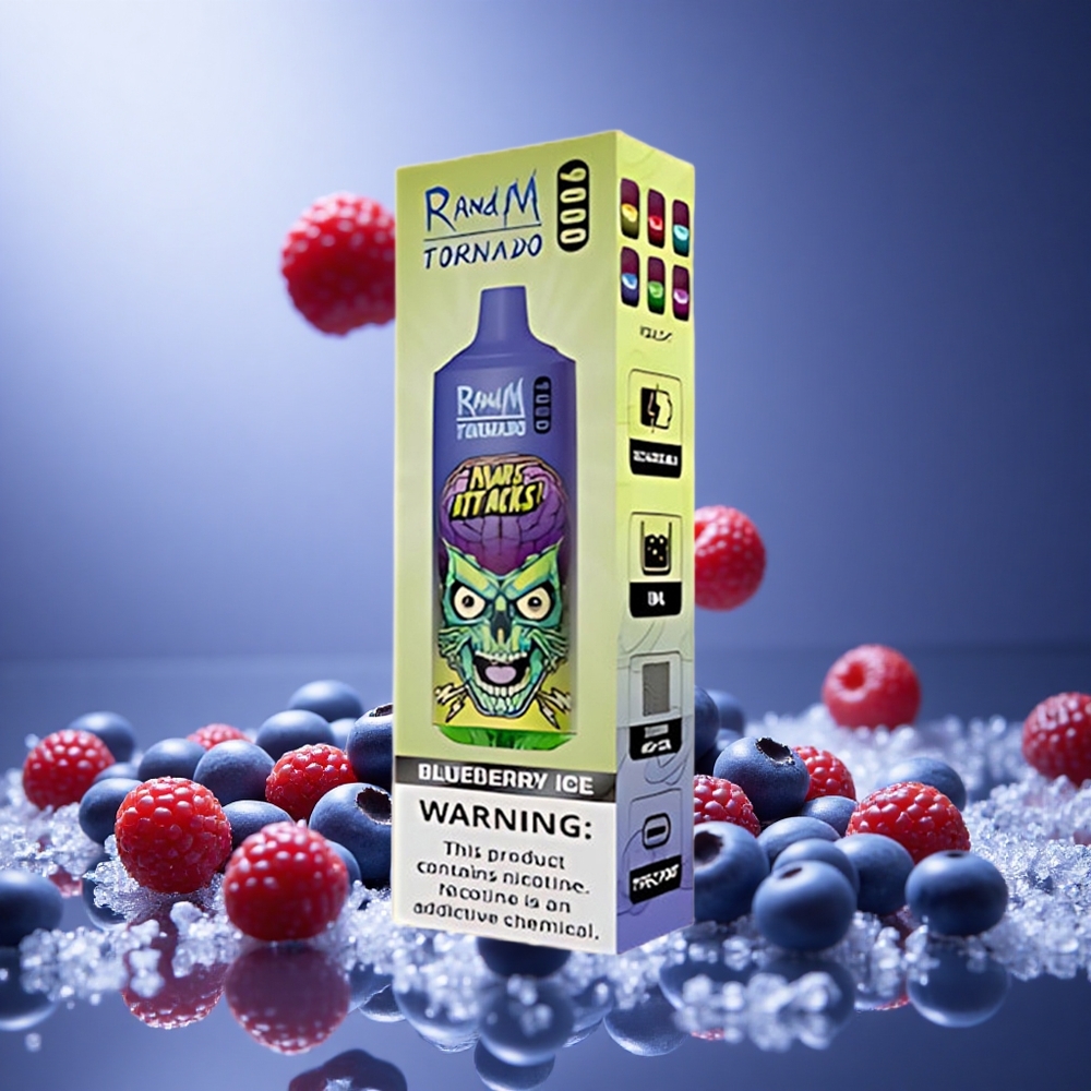 Blueberry Ice RandM Tornado 9000 Puffs 18mL Mesh Coil