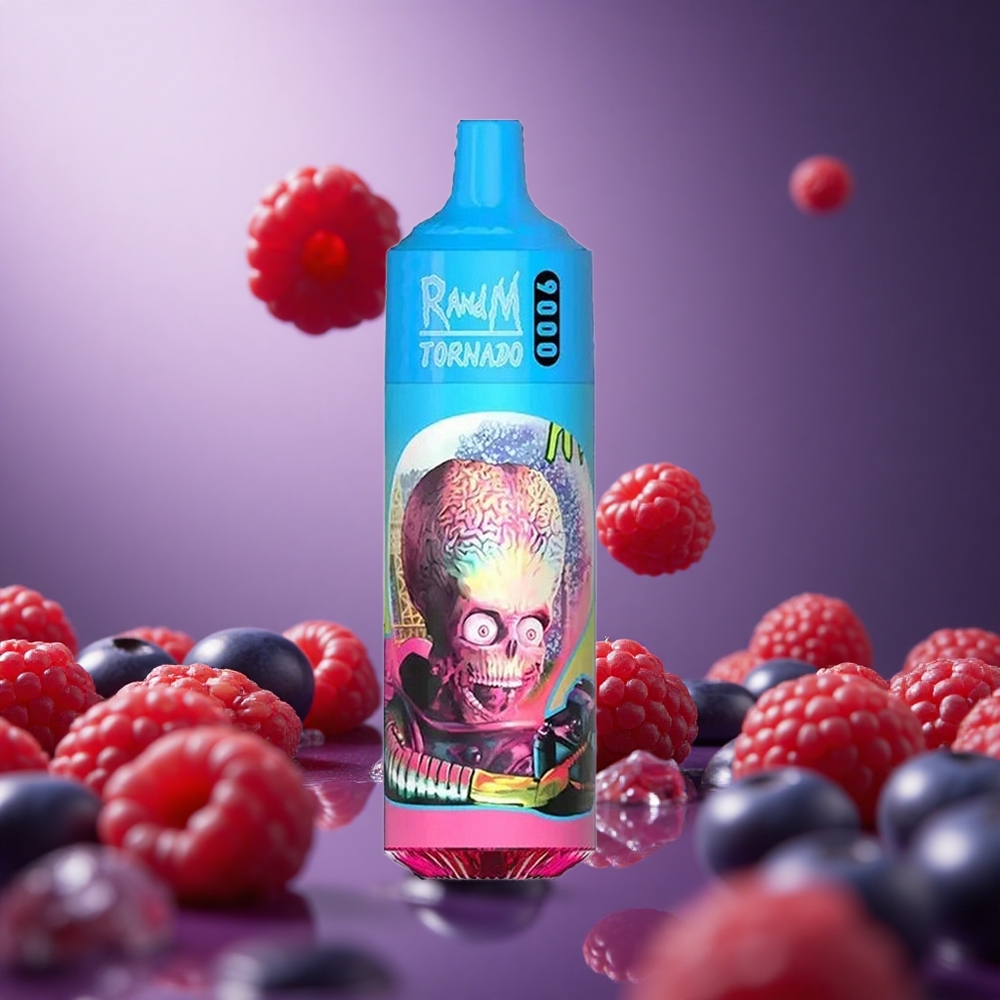 Blueberry Sour Raspberry RandM Tornado 9000 Puffs 18mL Mesh Coil RGB Display Disposable Vape