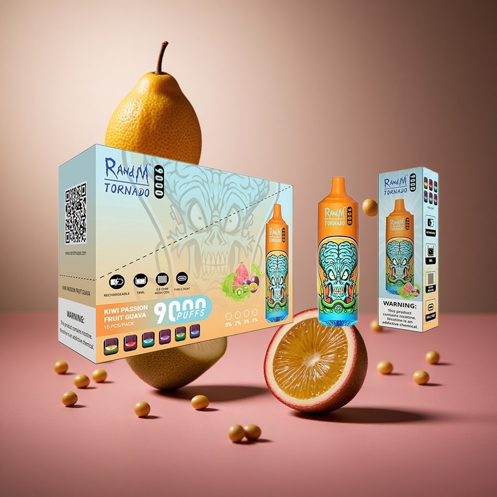 Kiwi Passion Fruit Guava RandM Tornado 9000 Puffs 18 mL Mesh Coil