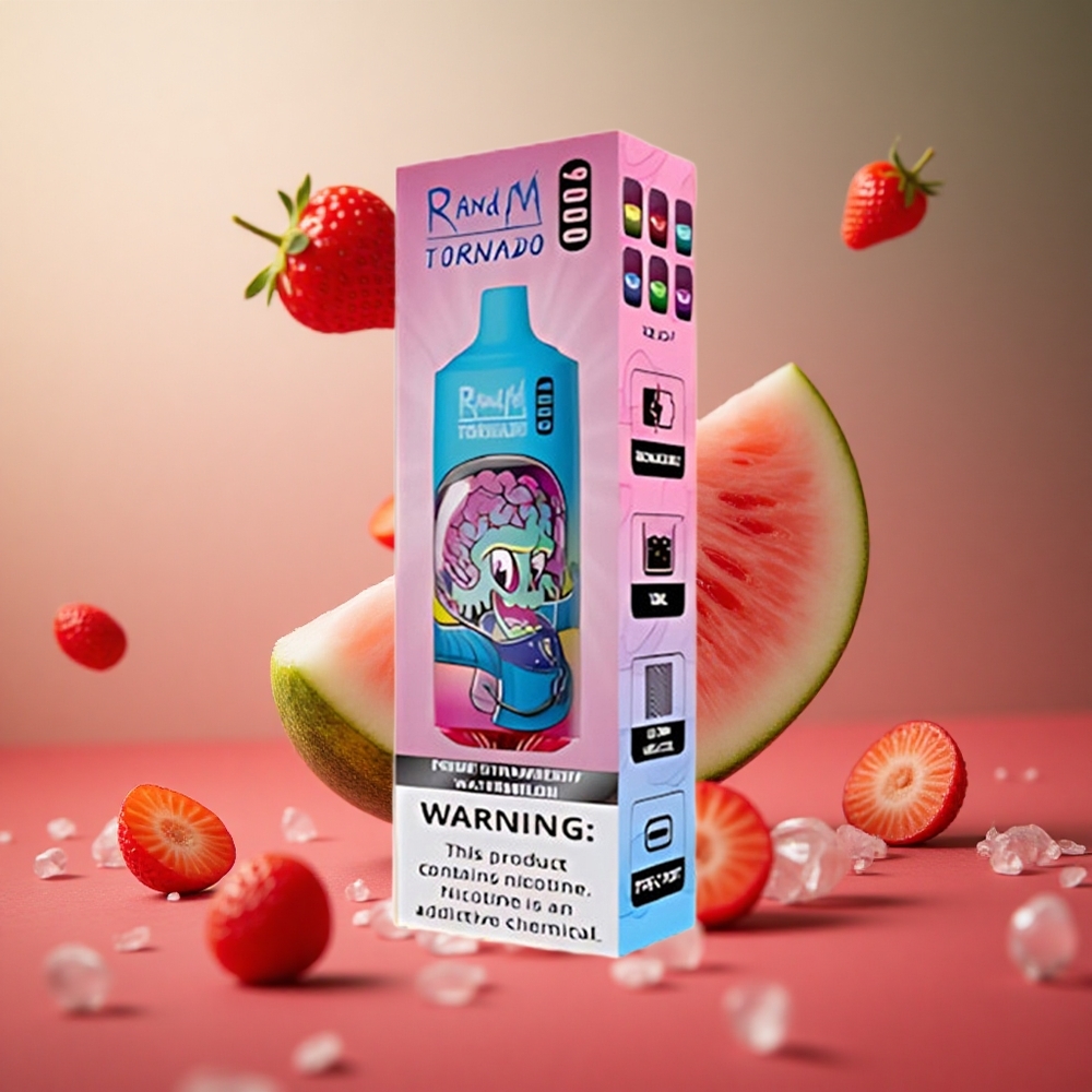 Strawberry Watermelon RandM Tornado 9000 Puffs 18mL Mesh Coil