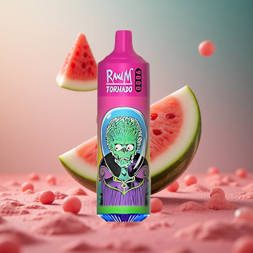 Watermelon Bubble Gum RandM Tornado 9000 Puffs 18 mL Mesh Coil