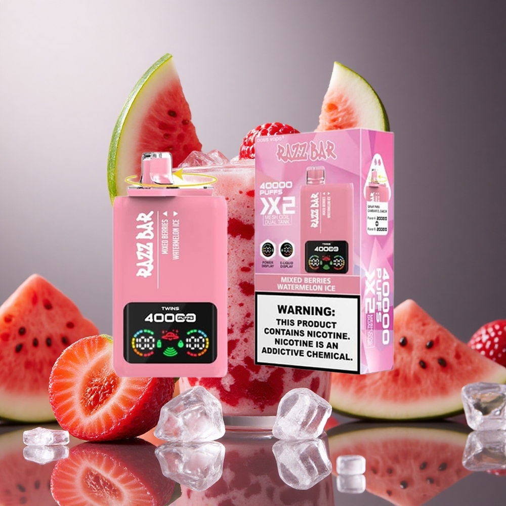 Mixed Berries Watermelon Ice Razz Bar 40000 Puffs 1.0Ohm 2 Mesh Coil 650mAh Type-C Port Disposable Vape