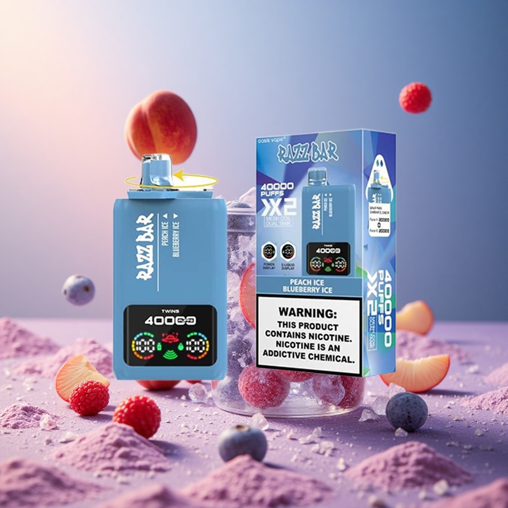 Peach Blueberry Razz Bar 40000 Puffs 2%,5% Nicotine Type-C Port Disposable Vape