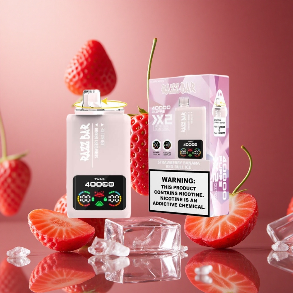 Strawberry Banana Red Bull Ice Razz Bar 40000 Puffs 1.0Ohm 2 Mesh Coil 650mAh Battery