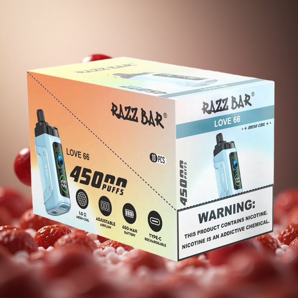 Love 66 Razz Bar 45000 Puffs 1.0 Ohm Mesh Disposable Vape