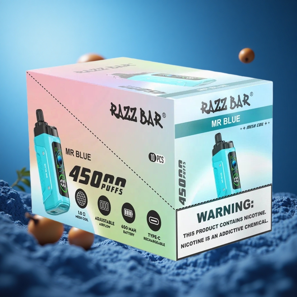 Mr Blue Razz Bar 45000 Puffs 20 mg/ml Nicotine Strength Disposable Vape