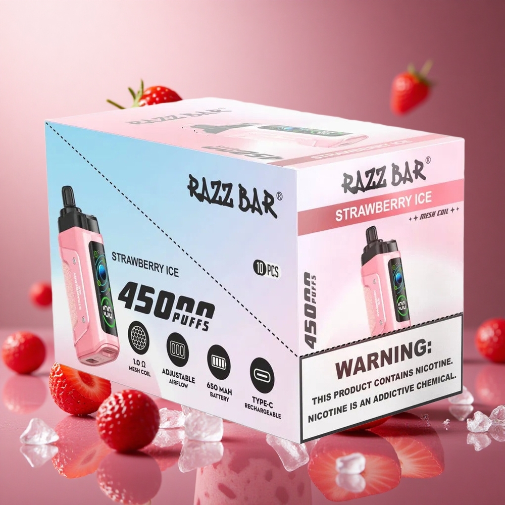 Strawberry Ice Razz Bar 45000 Puffs 1.0 Ohm Mesh Coil