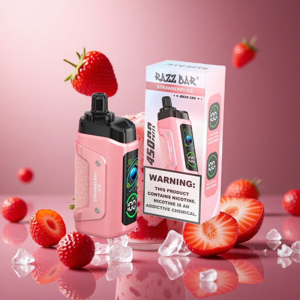Strawberry Ice Razz Bar 45000 Puffs 1.0 Ohm Mesh Coil