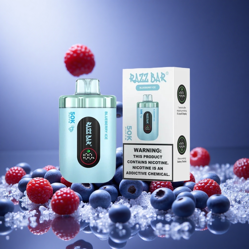 Blueberry Ice Razz Bar 50K Puffs 1.0 Ohm Mesh Coil