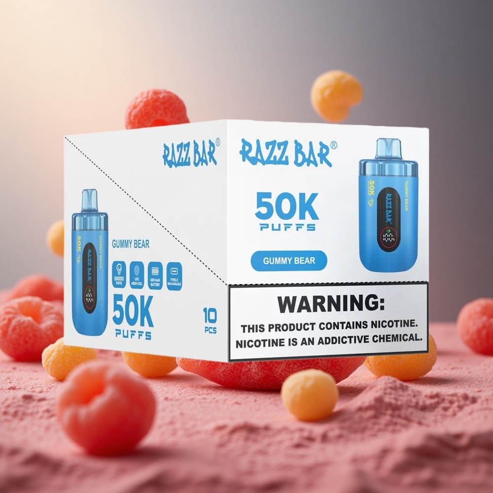Gummy Bear Razz Bar 50K Puffs 1.0 Ohm Mesh Coil Disposable Vape