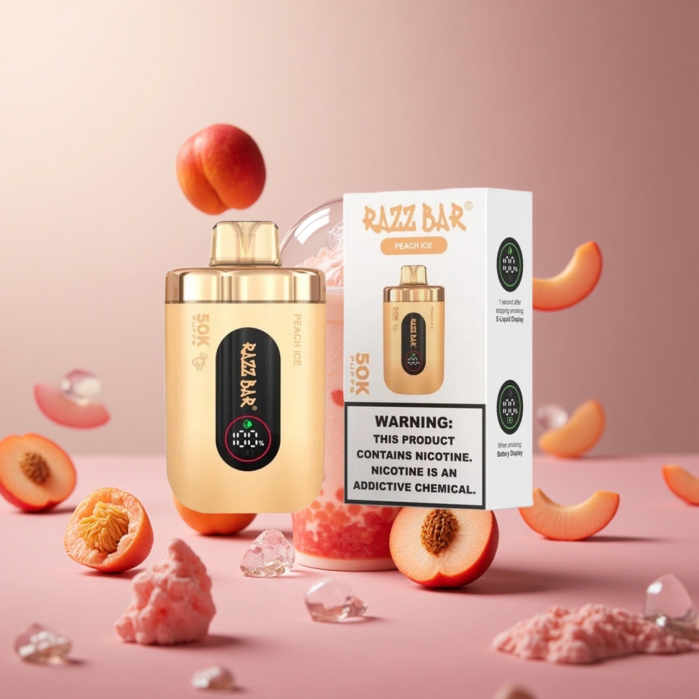 Peach Ice Razz Bar 50K Puffs 1.0 Ohm Mesh Coil