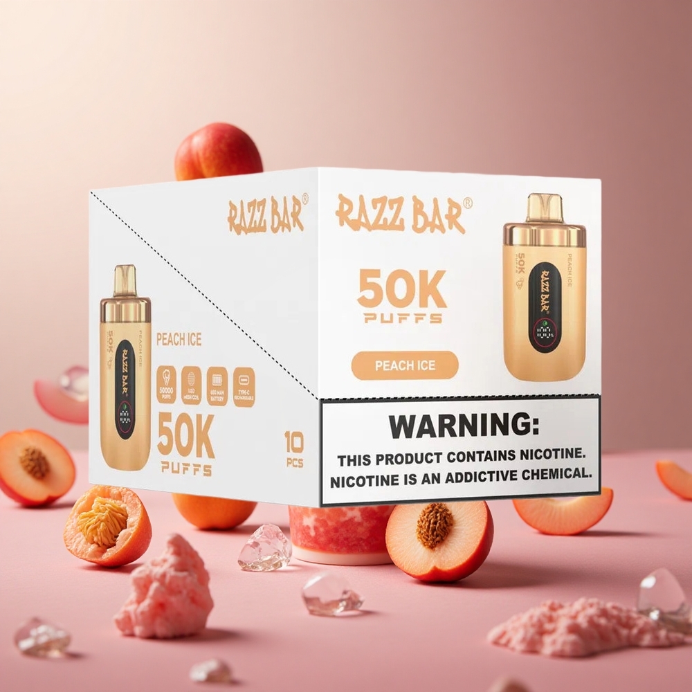 Peach Ice Razz Bar 50K Puffs 1.0 Ohm Mesh Coil