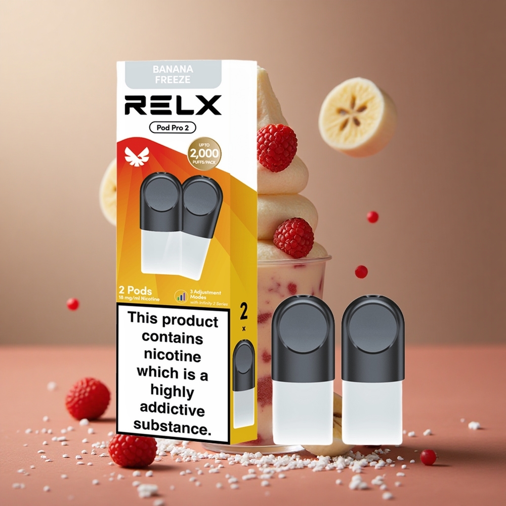 Banana Freeze Relx Pod Pro 2 600 Puffs 1.8% Nicotine 3 Voltage Modes