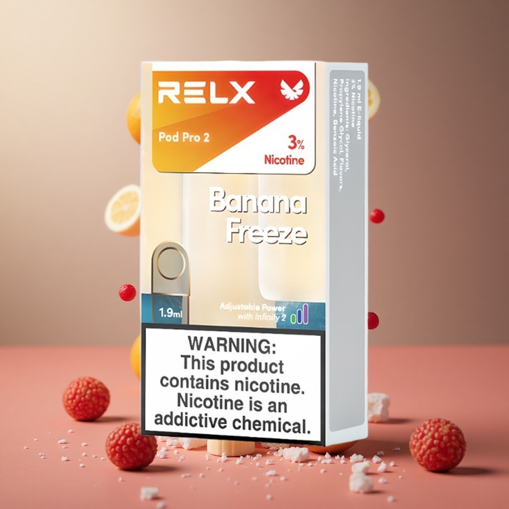 Banana Freeze Relx Pod Pro 2 600 Puffs 3% Nicotine 3 Voltage Adjustment