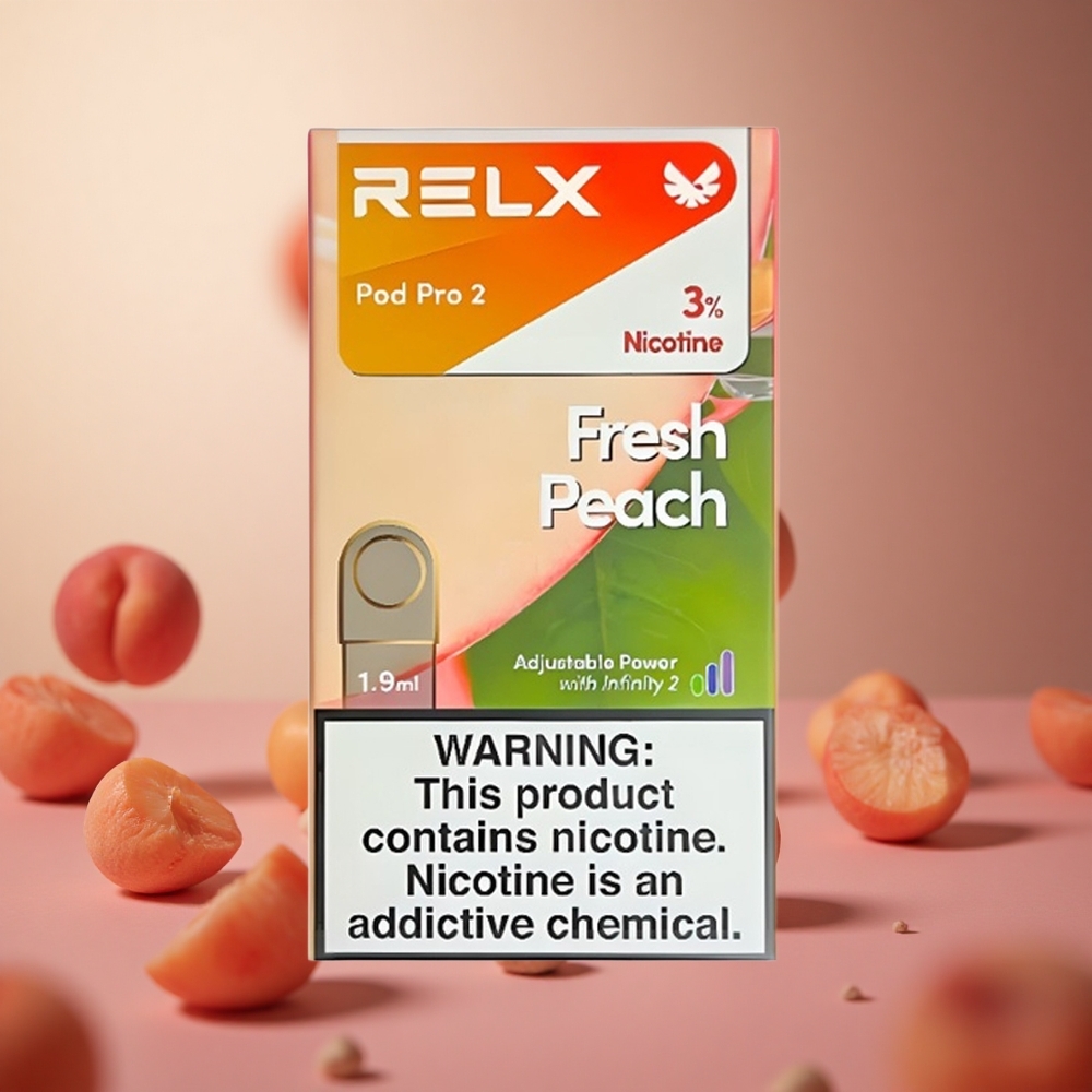 Fresh Peach RELX Pod Pro 2 600 Puffs 3% Nicotine 1.9ml 3 Voltage Modes