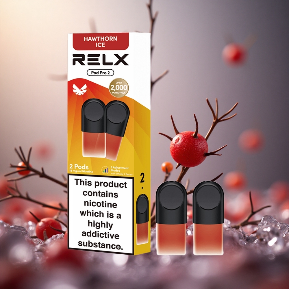 Hawthorn Ice RELX Pod Pro 2 600 Puffs 1.8% Nicotine 3 Voltage Modes