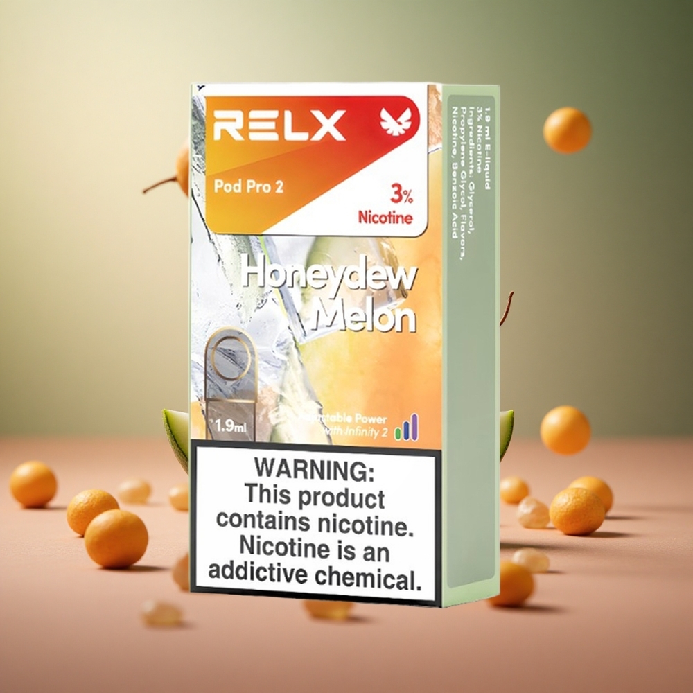 Honeydew Melon RELX Pod Pro 2 600 Puffs 3% Nicotine 3 Voltage Modes Vape Device