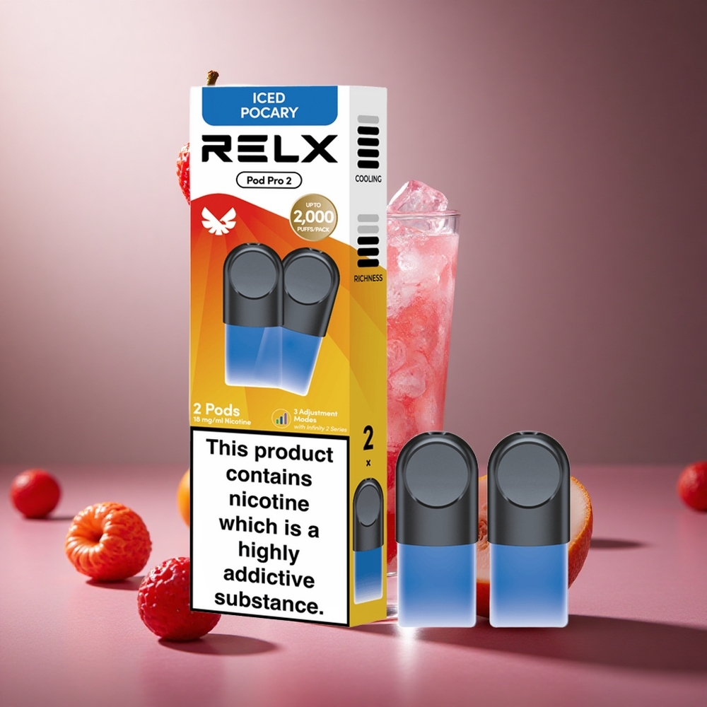Iced Pocary RELX Pod Pro 2 600 Puffs 1.8% Nicotine 3 Voltage Modes