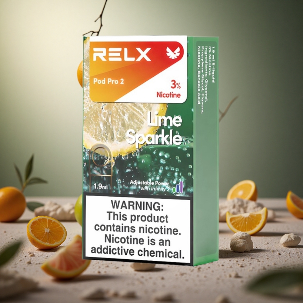 Lime Sparkle Relx Pod Pro 2 600 Puffs 3% Nicotine 1.9ml 3 Voltage