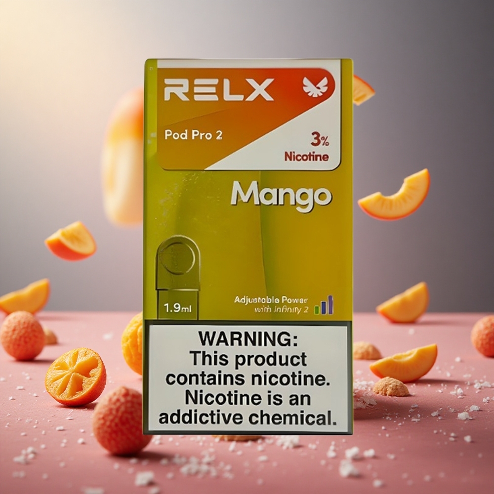 Mango Ice RELX Pod Pro 2 600 Puffs 1.9ml 3% Nicotine 3 Voltage Modes