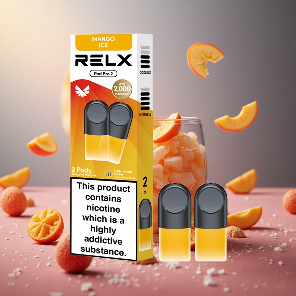 Mango Ice RELX Pod Pro 2 600 Puffs 1.9ml 3 Voltage Modes