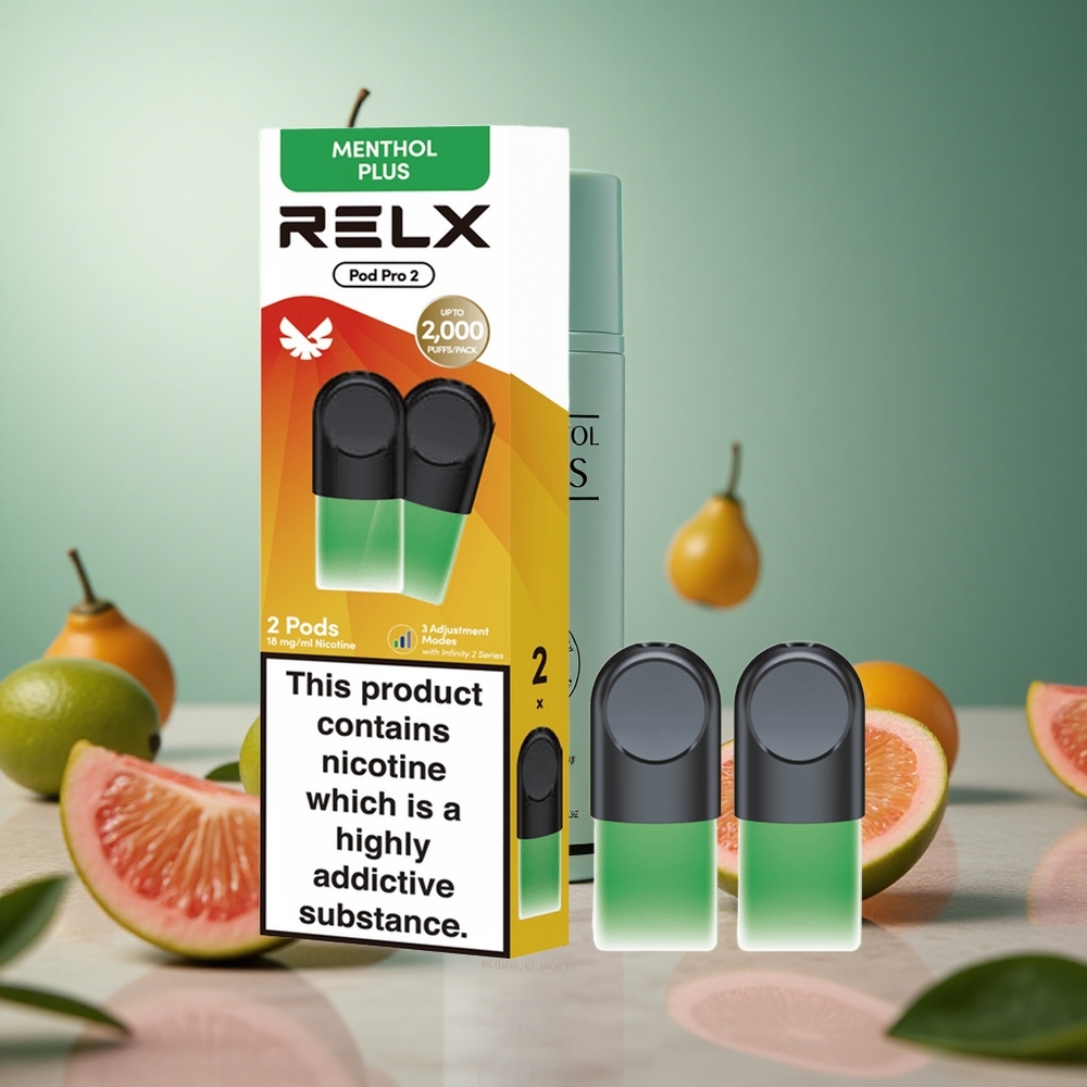 Mint-Menthol Plus Relx Pod Pro 2 600 Puffs 1.8% Nicotine 3 Voltage Modes