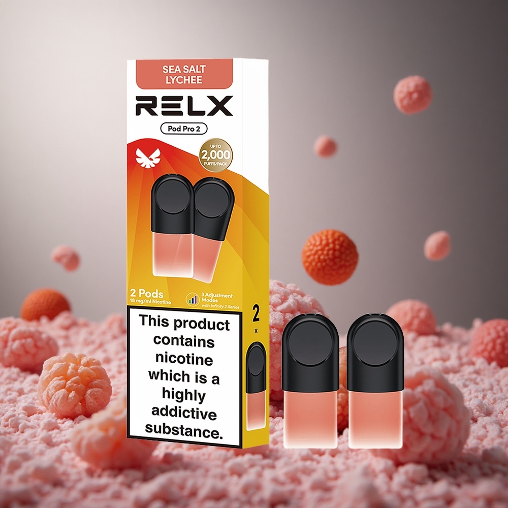 Sea Salt Lychee Relx Pod Pro 2 600 Puffs 1.8% Nicotine 3 Voltage Adjustment