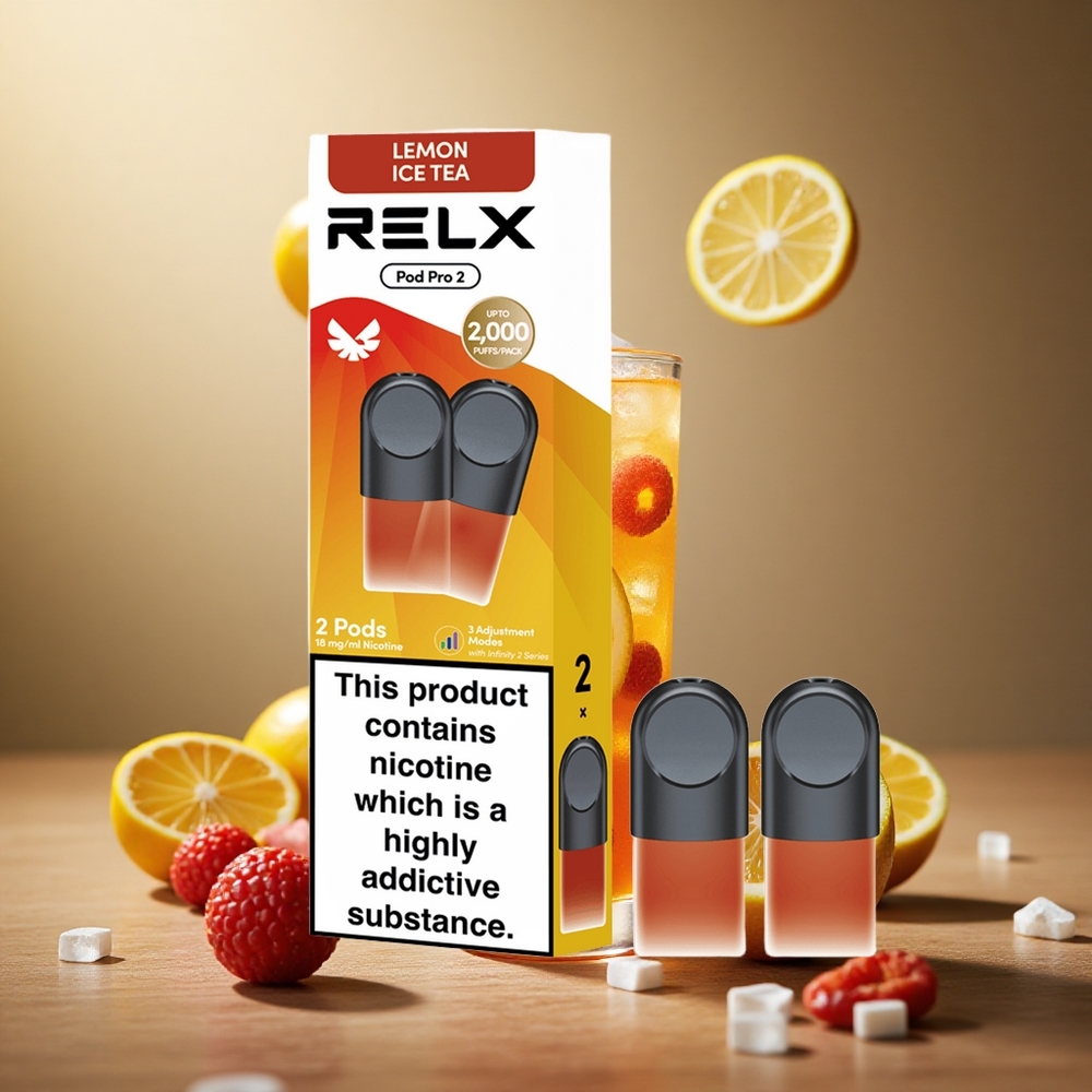 Tea-Lemon Ice Tea Relx Pod Pro 2 600 Puffs 1.8% Nicotine 1.9ml 3 Voltage Adjustment