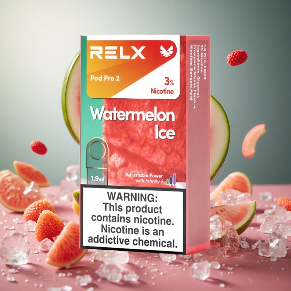 Watermelon Ice RELX Pod Pro 2 600 Puffs 3% Nicotine 3 Voltage Modes