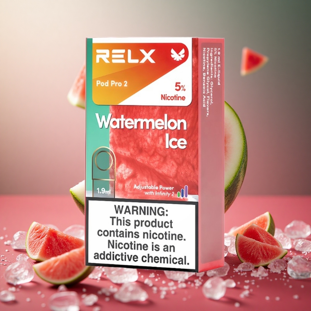 Watermelon Ice RELX Pod Pro 2 600 Puffs 5% Nicotine 1.9ml 3 Voltage Modes